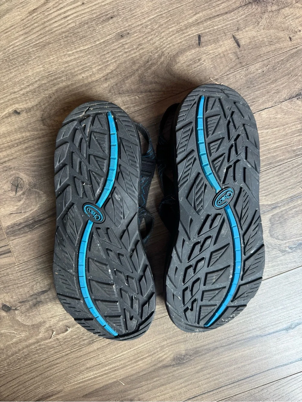 Chaco Men’s Black Sandals with Black & Teal Accent Straps